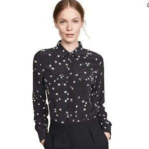 Equipment Slim Signature Silk Shirt - TRUE BLACK STAR PRINT